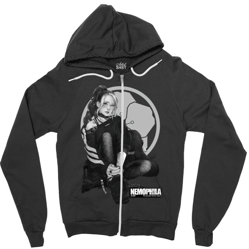 Bw Nemophila Zipper Hoodie by ErnestGallon | Artistshot