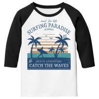 Summer Surf Vintage Surf Hard | Catch The Waves Youth 3/4 Sleeve | Artistshot