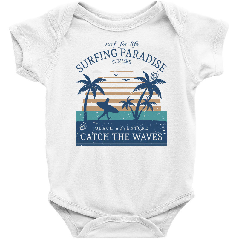 Summer Surf Vintage Surf Hard | Catch The Waves Baby Bodysuit | Artistshot