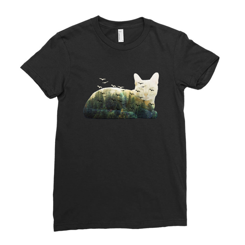 Forest Cat Ladies Fitted T-Shirt by Gurkan | Artistshot