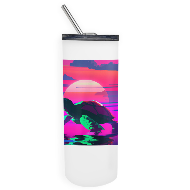 Beach Sunset Tortoise Painted Alligator Snapping Turtle T Shirt Skinny Tumbler | Artistshot