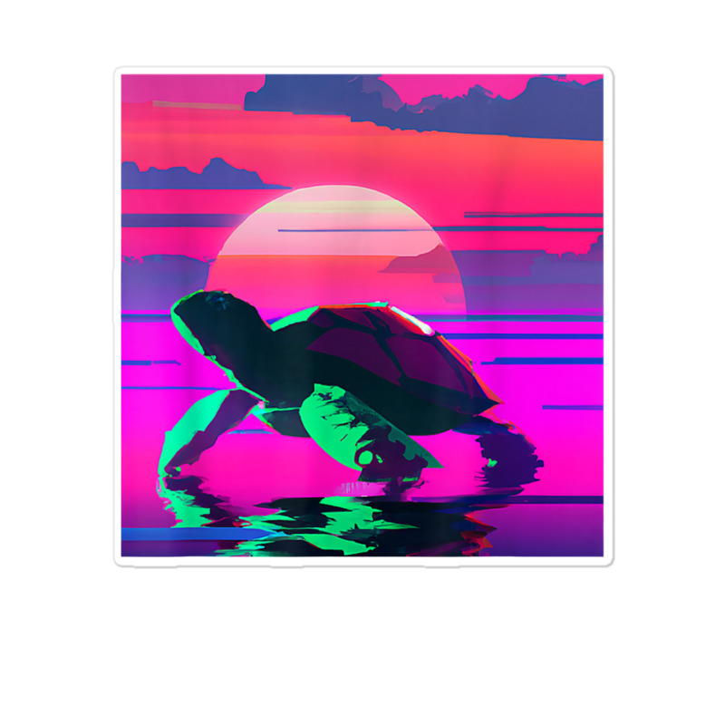 Beach Sunset Tortoise Painted Alligator Snapping Turtle T Shirt Sticker | Artistshot