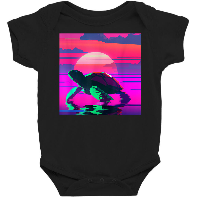 Beach Sunset Tortoise Painted Alligator Snapping Turtle T Shirt Baby Bodysuit by pulsemh | Artistshot