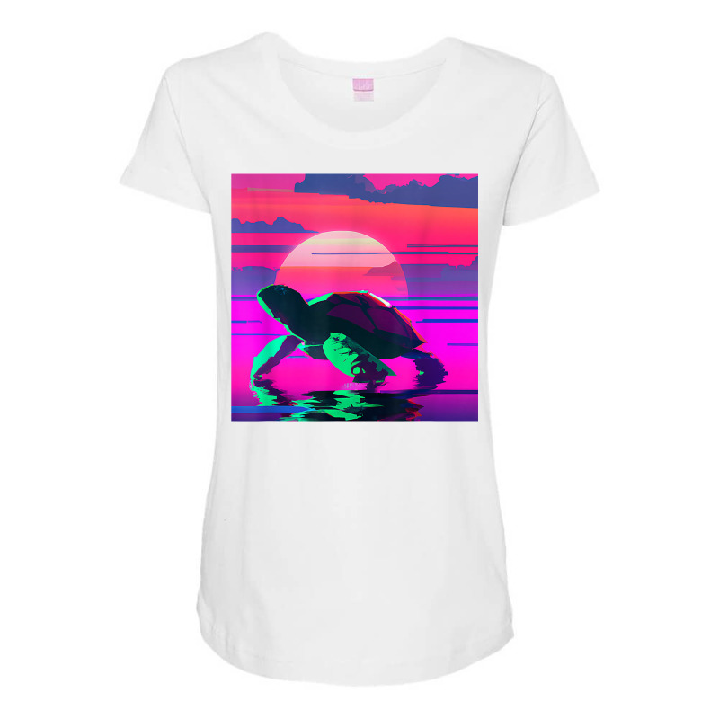 Beach Sunset Tortoise Painted Alligator Snapping Turtle T Shirt Maternity Scoop Neck T-shirt by pulsemh | Artistshot