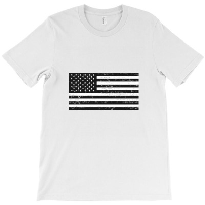 Grunge Black And White Usa Flag T-shirt Designed By Chakib Alami