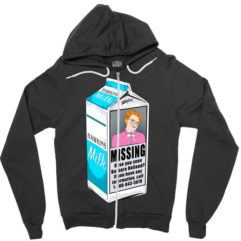 Missing Barb Milk Carton Zipper Hoodie by plakajkatiiel | Artistshot