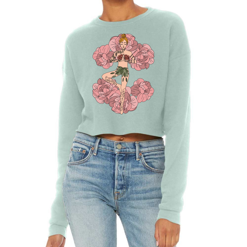 Yoga Girl On Roses Cropped Sweater by My petites beautes | Artistshot