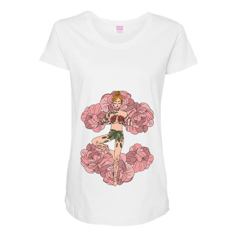 Yoga Girl On Roses Maternity Scoop Neck T-shirt by My petites beautes | Artistshot