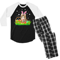 Easter Day T  Shirt Cute Cat Pet Hunting Egg Tree Bunny Easter Day T Men's 3/4 Sleeve Pajama Set | Artistshot