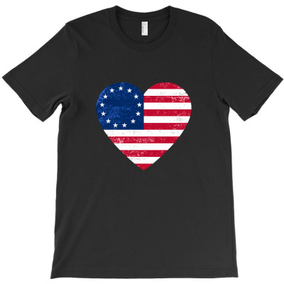 Distressed Betsy Ross Flag Heart  , Victory 1776 T-shirt Designed By Chakib Alami