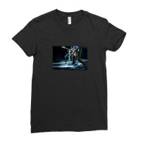 Thunder Bass Player - Bass Player In Storm Waves Ladies Fitted T-shirt | Artistshot