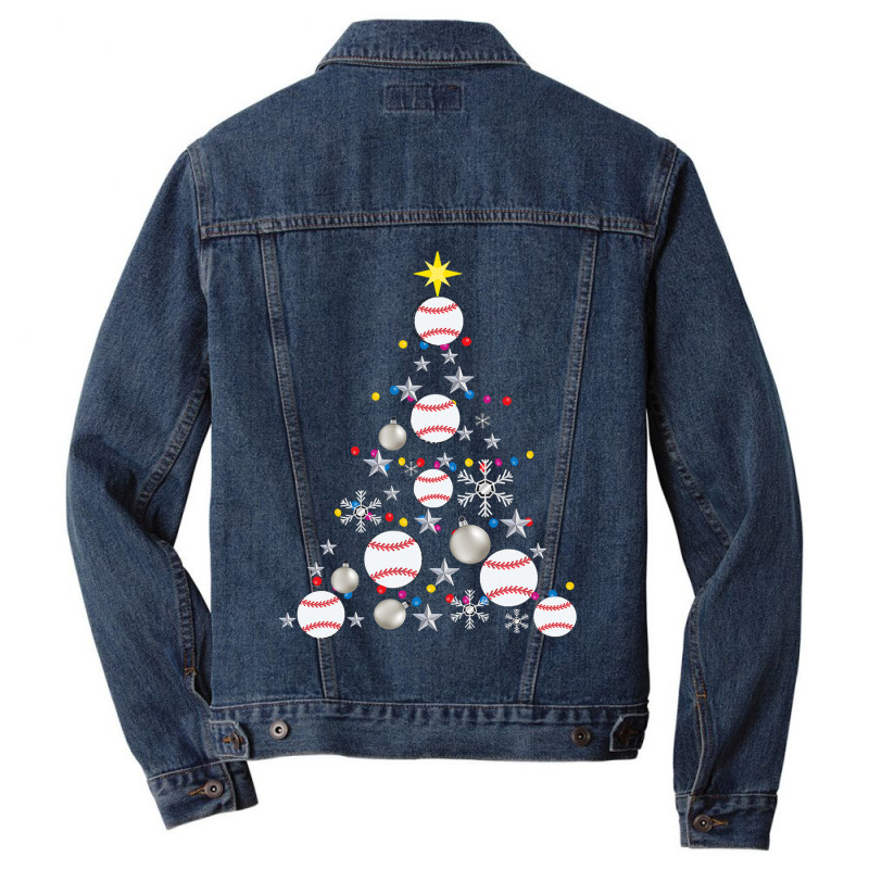 Baseball Baseball Christmas Tree Christmas Lights Baseball Pajama 109 Men Denim Jacket by Irena D Good | Artistshot