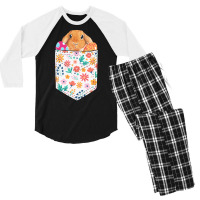 Easter Day T  Shirt Cute Rabbit Bunny Pet Easter Eggs In Pocket Easter Men's 3/4 Sleeve Pajama Set | Artistshot