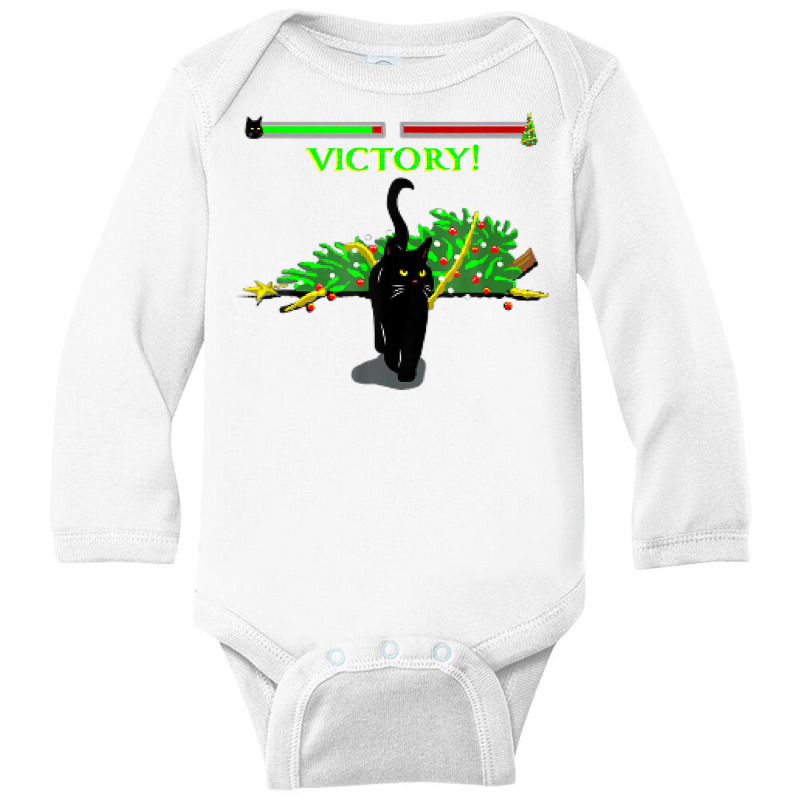 Black Cat Vs Christmas Ree Retro Video Fighting Game Funny T Shirt Long Sleeve Baby Bodysuit by simonettemjnn | Artistshot