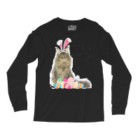 Easter Day T  Shirt Easter Cat Maine Coon With Bunny Ears & Eggs Gift Long Sleeve Shirts | Artistshot