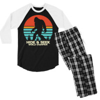 Bigfoot T  Shirt Retro Bigfoot Hide & Seek World Champion 4 Men's 3/4 Sleeve Pajama Set | Artistshot