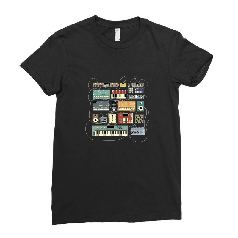 Electronic Musician Synthesizer And Drum Machine Dj 1 Ladies Fitted T-Shirt by JessicaParadis | Artistshot