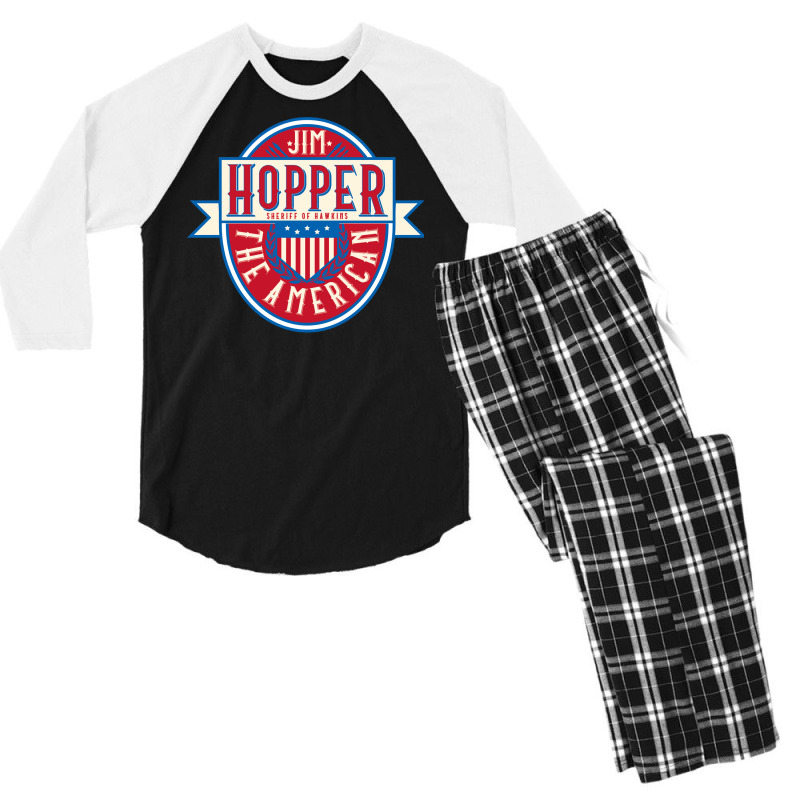 Sheriff Hopper   The American   Label Men's 3/4 Sleeve Pajama Set by veikkaikeogue | Artistshot