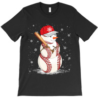 Baseball Sports Baseball Snowman Snowflakes Baseball Bat Christmas T-shirt | Artistshot