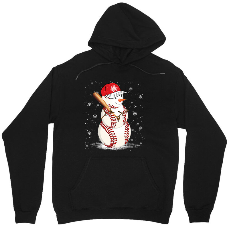 Baseball Sports Baseball Snowman Snowflakes Baseball Bat Christmas Unisex Hoodie by Irena D Good | Artistshot