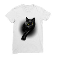 Black Cat Yellow Eyes  Cats Tee  Gifts Ladies Fitted T-shirt | Artistshot