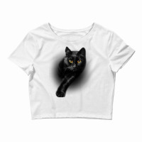 Black Cat Yellow Eyes  Cats Tee  Gifts Crop Top | Artistshot