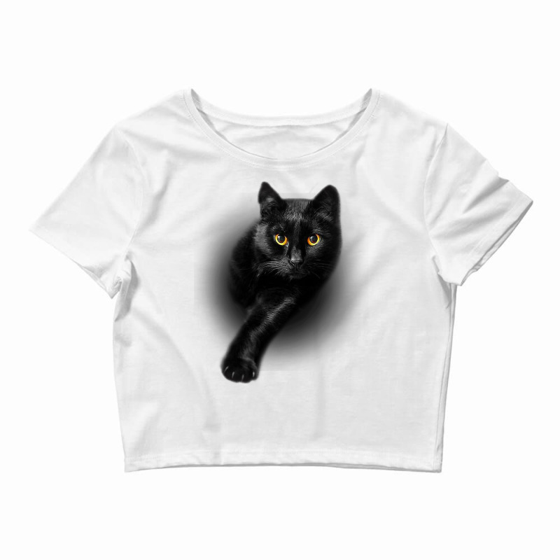 Black Cat Yellow Eyes  Cats Tee  Gifts Crop Top by KimberleeWilson786 | Artistshot