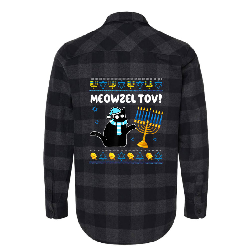 Meowzel Tov Chanukah Jewish Black Cat Hanukkah Ugly Sweater Flannel Shirt | Artistshot