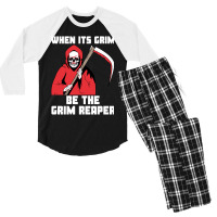 Hot Trend When Its Grim Be The Grim Reaper Kc Lovers Men's 3/4 Sleeve Pajama Set | Artistshot