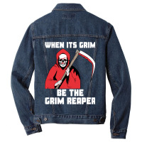 Hot Trend When Its Grim Be The Grim Reaper Kc Lovers Men Denim Jacket | Artistshot