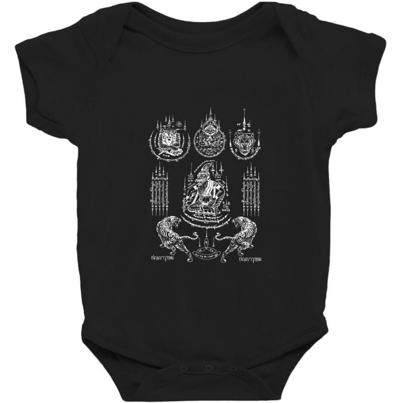 Sak Yant Tattoo Muay Thai Twin Tiger Hermit Amulet Hanuman Baby Bodysuit | Artistshot