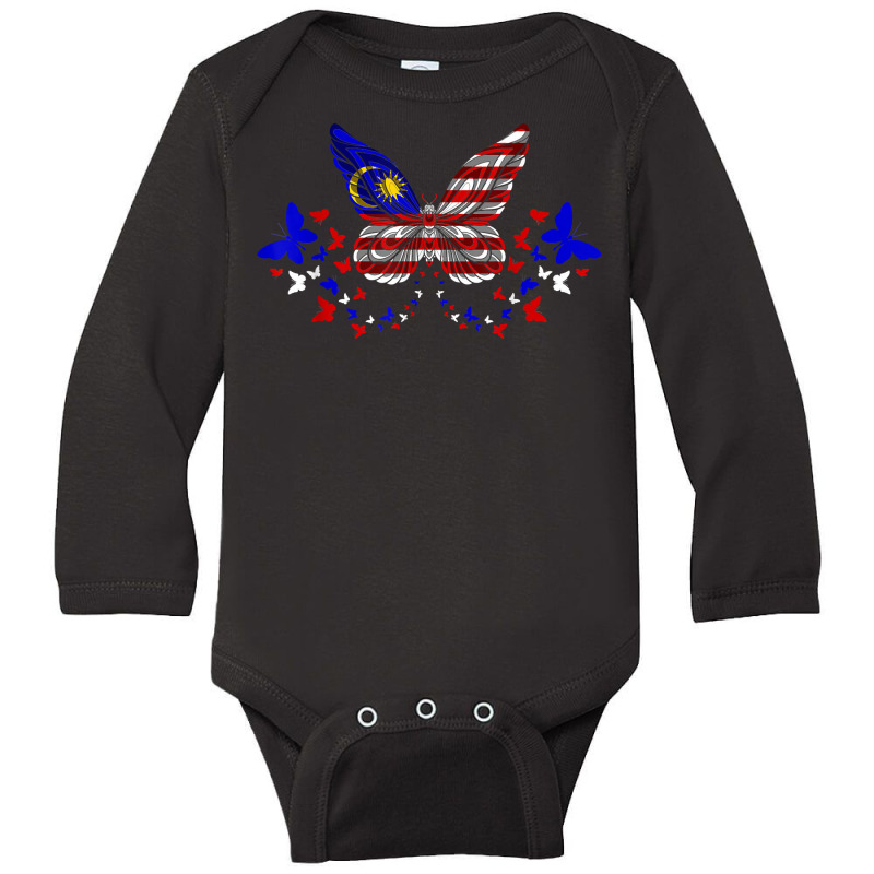 Malaysia Malaysian Malaysia Flag Butterflies T Shirt Long Sleeve Baby Bodysuit by polioukhi | Artistshot