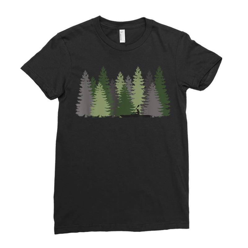 Forest Nature Trees Woods Cool Kayaking Canoe Lake River Tee T Shirt Ladies Fitted T-Shirt by mal1o2poncio | Artistshot