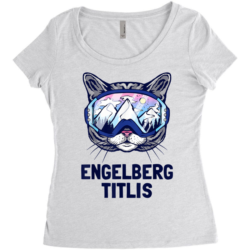 Engelberg Titlis Alpine Mountain Panorama Ski Goggles Cats T Shirt Women's Triblend Scoop T-shirt by angellacz6cstu | Artistshot