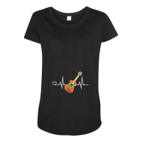 Funny Guitar Heartbeat Guitar Player Instrument Design Maternity Scoop Neck T-shirt | Artistshot