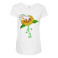 Goat Mom Cute Farm Animals On Sunflower Farmer Mother's Day T Shirt Maternity Scoop Neck T-shirt | Artistshot