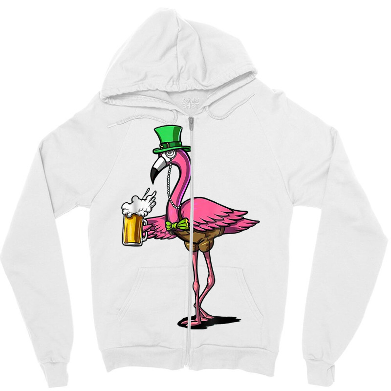 Flamingo Leprechaun St Patricks Day Bird Drinking Beer T Shirt Zipper Hoodie by boxleyit | Artistshot