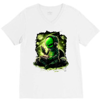 Funny Gamer Alien Playing Video Games Gamer Lover T Shirt V-neck Tee | Artistshot