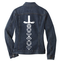 Rainbow Dice Sword Ladies Denim Jacket | Artistshot