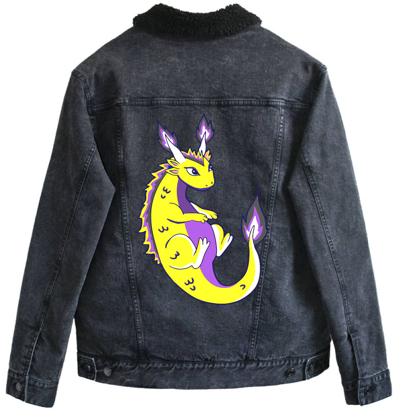 Nonbinary Dragon Lgbtq Nonbinary Pride Genderqueer Lgbt Unisex Sherpa-Lined Denim Jacket by XAVIERESPREE | Artistshot