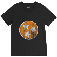 Orange Tennessee Flag Volunteer State Tri Stars Tennessee V-neck Tee | Artistshot