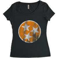 Orange Tennessee Flag Volunteer State Tri Stars Tennessee Women's Triblend Scoop T-shirt | Artistshot