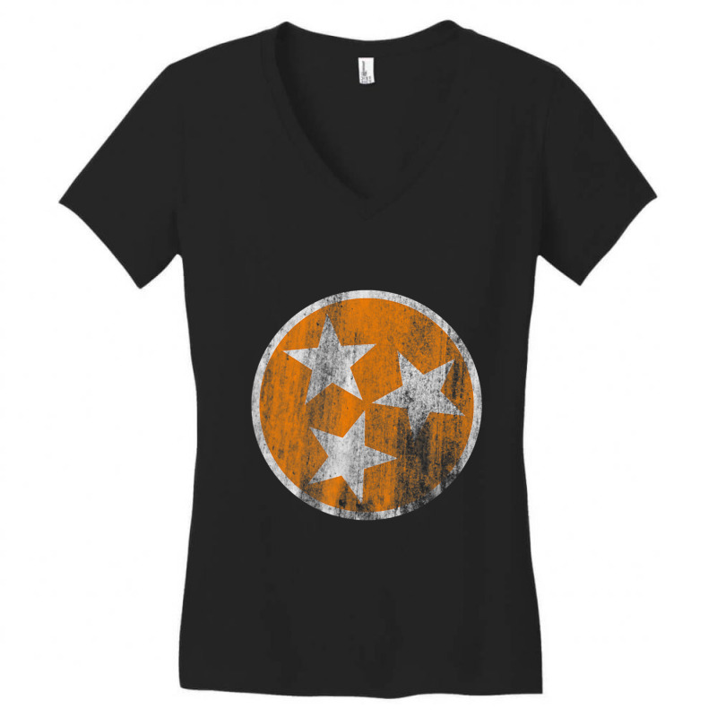 Orange Tennessee Flag Volunteer State Tri Stars Tennessee Women's V-Neck T-Shirt by ChristinaMarieCavanaugh | Artistshot