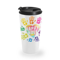 Happy Holi Colorful Hands Print Colors India Dance Hindu Fes T Shirt Travel Mug | Artistshot