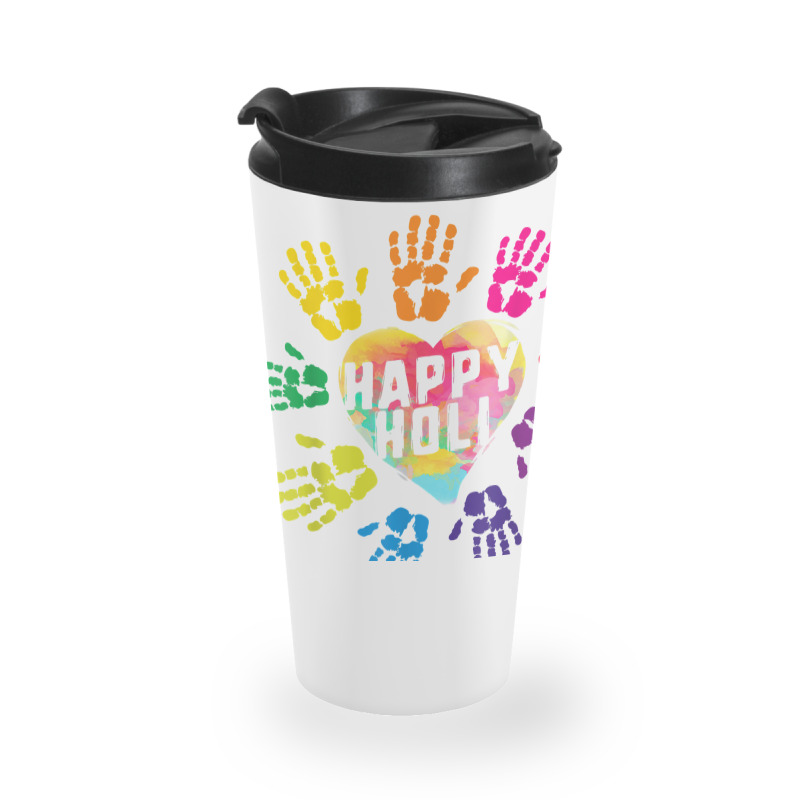 Happy Holi Colorful Hands Print Colors India Dance Hindu Fes T Shirt Travel Mug | Artistshot