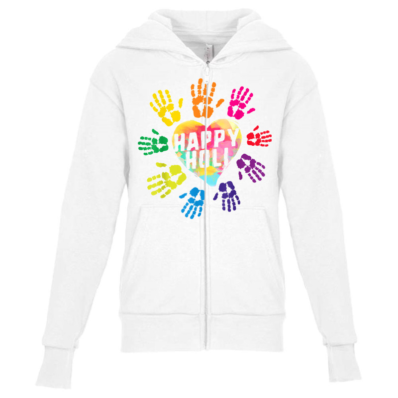 Happy Holi Colorful Hands Print Colors India Dance Hindu Fes T Shirt Youth Zipper Hoodie | Artistshot