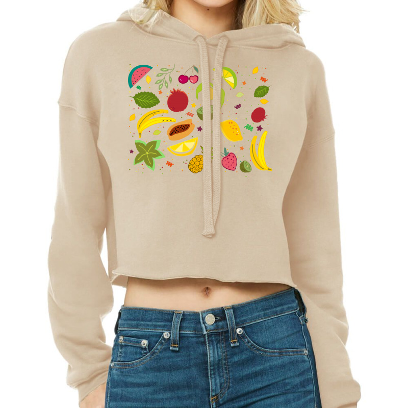 Fresh Juicy Colorful Sweet Fruit Pattern Cropped Hoodie by Tanina | Artistshot