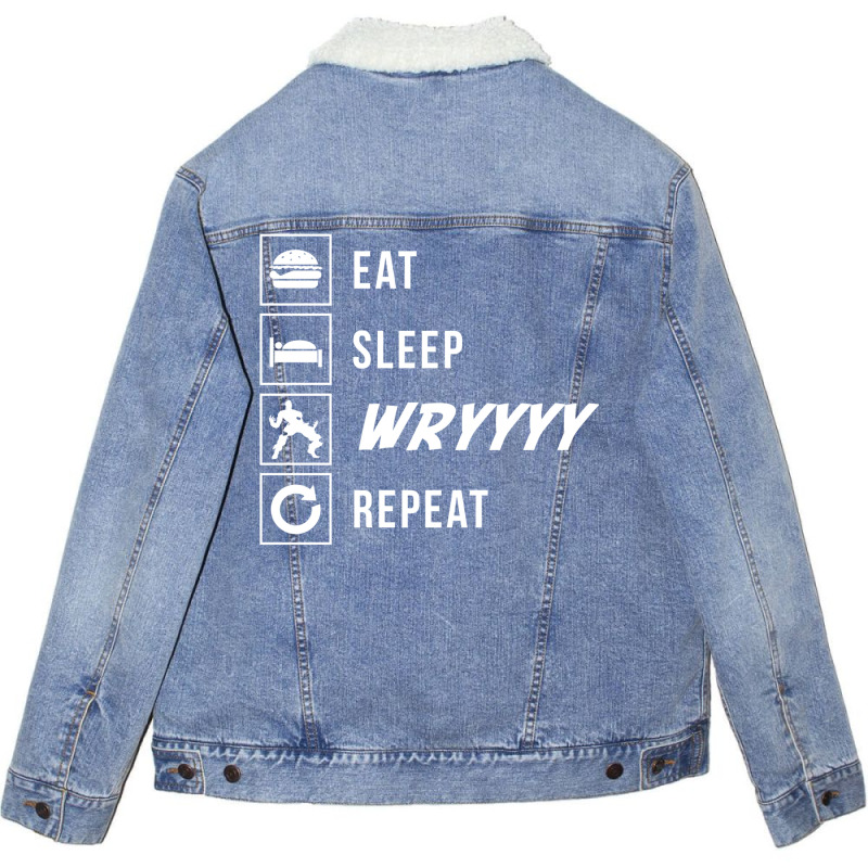 Eat Sleep Wryyyy Repeat Unisex Sherpa-lined Denim Jacket | Artistshot