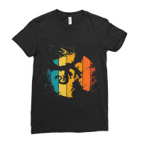 Vintage Cool Dragon Silhouette On The Retro Sunset Dragons Ladies Fitted T-shirt | Artistshot