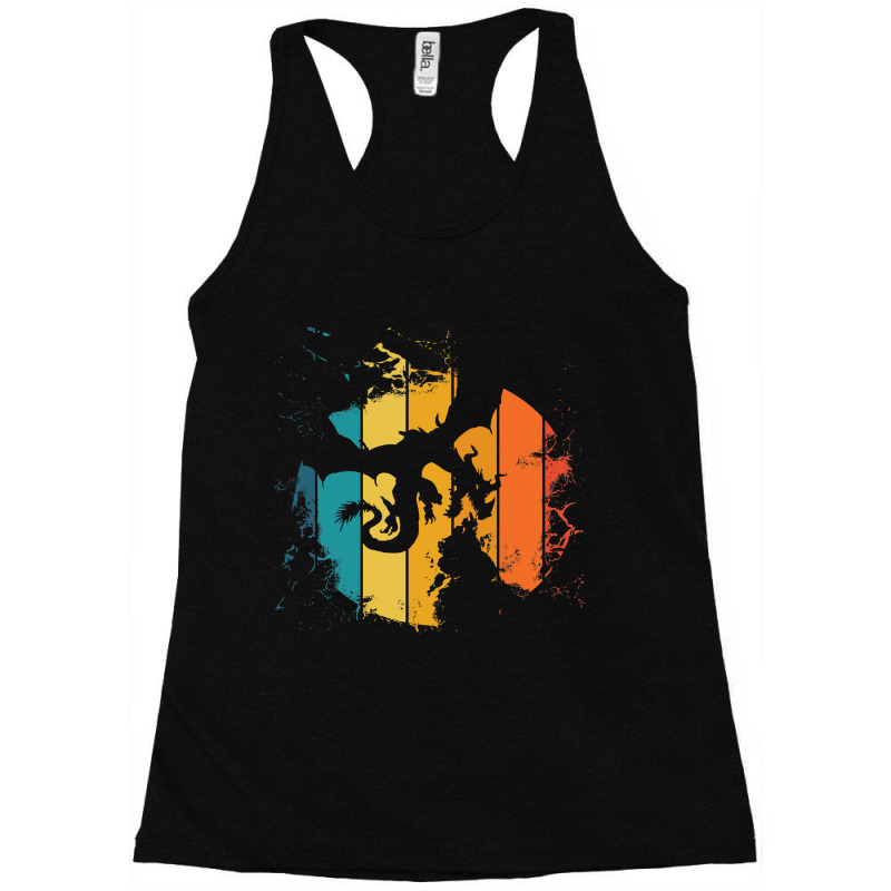 Vintage Cool Dragon Silhouette On The Retro Sunset Dragons Racerback Tank by MELISSABISHOP | Artistshot